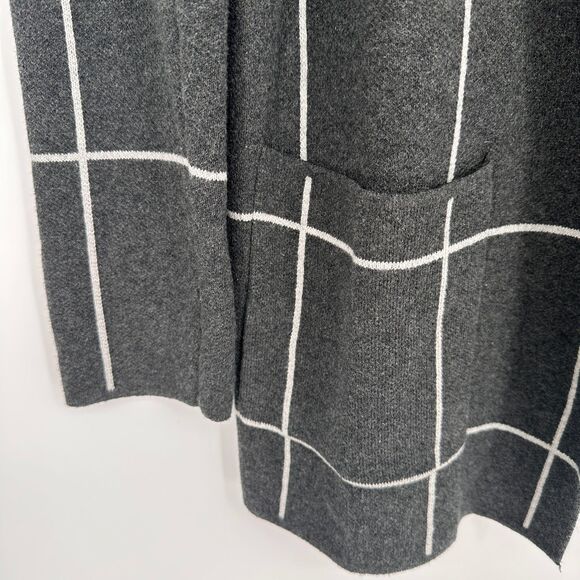 Loft Womens Open Front Cardigan Sweater Size S Gray Career Office Preppy Pockets - Picture 4 of 5